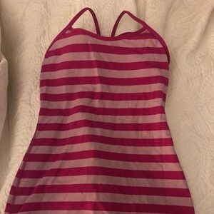 Lululemon Power Y tank size 8. Pink stripe